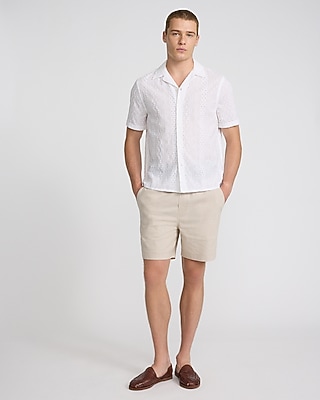 Textured Eyelet Short Sleeve Shirt
