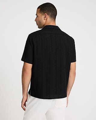 Textured Eyelet Short Sleeve Shirt - thumbnail 3