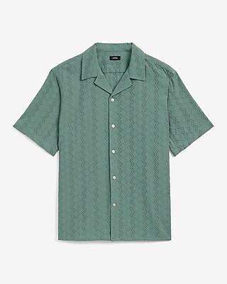 Textured Eyelet Short Sleeve Shirt