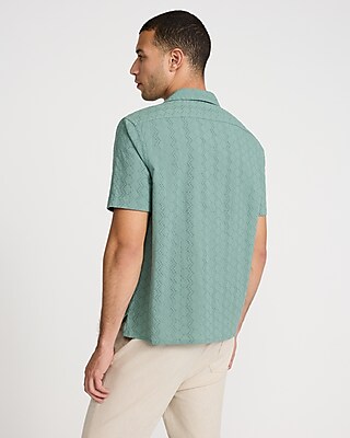 Textured Eyelet Short Sleeve Shirt