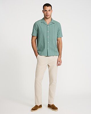 Textured Eyelet Short Sleeve Shirt