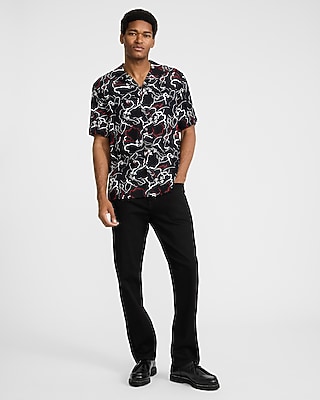Floral Outline Short Sleeve Shirt