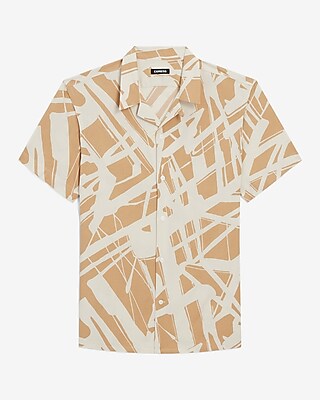 Abstract Print Rayon Short Sleeve Shirt