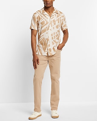 Abstract Print Rayon Short Sleeve Shirt