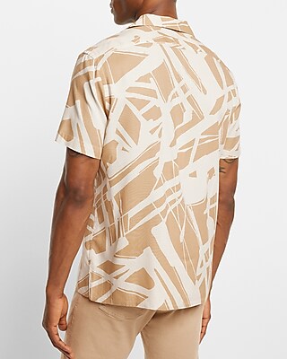 Abstract Print Rayon Short Sleeve Shirt