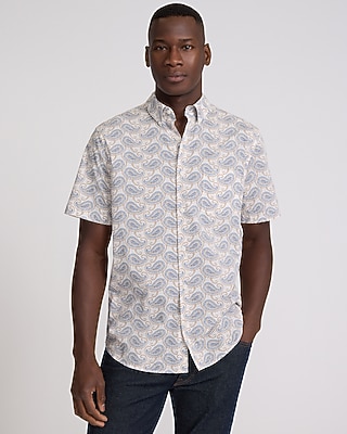 Paisley Cotton Stretch Short Sleeve Shirt