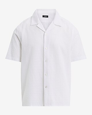 Textured Circle Cotton Short Sleeve Shirt