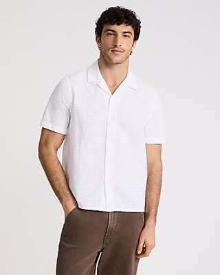 Textured Circle Cotton Short Sleeve Shirt