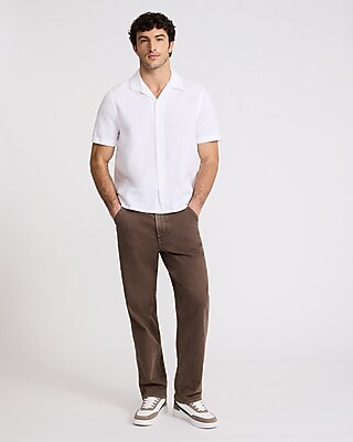 Textured Circle Cotton Short Sleeve Shirt