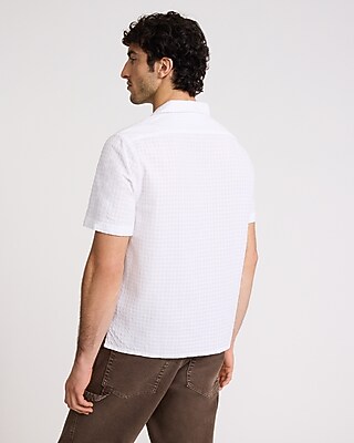 Textured Circle Cotton Short Sleeve Shirt