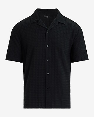 Textured Circle Cotton Short Sleeve Shirt