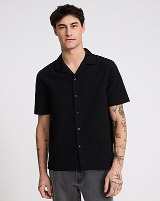 Textured Circle Cotton Short Sleeve Shirt