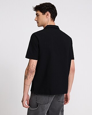 Textured Circle Cotton Short Sleeve Shirt