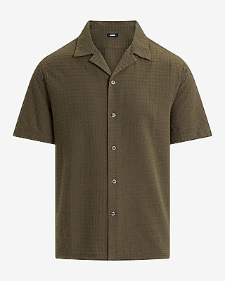 Textured Circle Cotton Short Sleeve Shirt