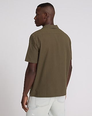 Textured Circle Cotton Short Sleeve Shirt