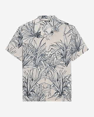 Leaf Print Rayon Short Sleeve Shirt