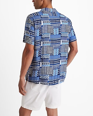 Geo Patchwork Rayon Short Sleeve Shirt