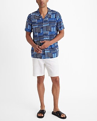 Geo Patchwork Rayon Short Sleeve Shirt