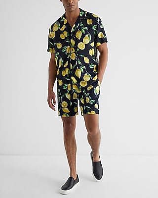 Lemon Print Rayon Short Sleeve Shirt