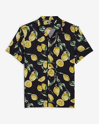 Lemon Print Rayon Short Sleeve Shirt