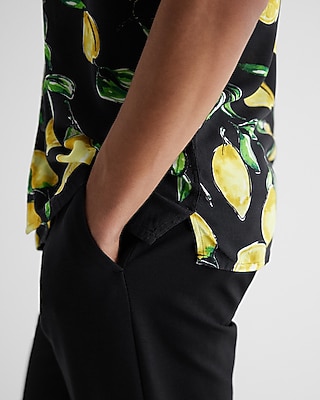 Lemon Print Rayon Short Sleeve Shirt