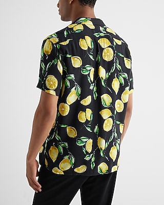 Lemon Print Rayon Short Sleeve Shirt