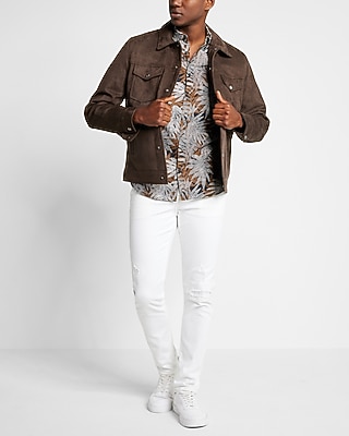  Floral Print Linen-Blend Short Sleeve Shirt