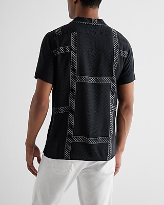 Dot Paneled Rayon Short Sleeve Shirt