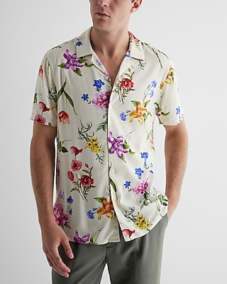 Floral Rayon Short Sleeve Shirt | Express