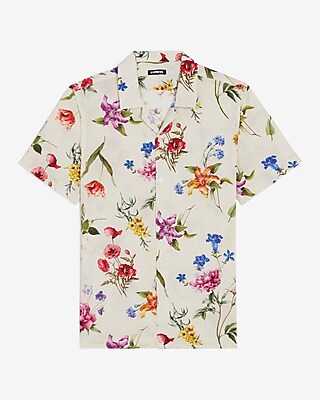 Floral Rayon Short Sleeve Shirt | Express