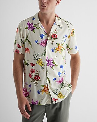 Floral Rayon Short Sleeve Shirt | Express