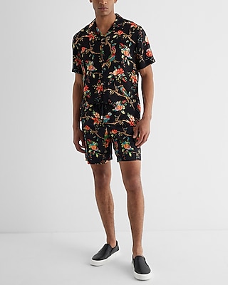 Parrot Print Rayon Short Sleeve Shirt