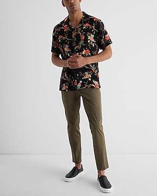 Parrot Print Rayon Short Sleeve Shirt