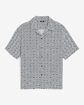 Geo Striped Camp Collar Short Sleeve Shirt