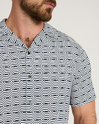 Geo Striped Camp Collar Short Sleeve Shirt