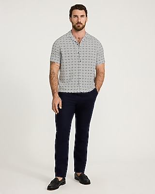 Geo Striped Camp Collar Short Sleeve Shirt