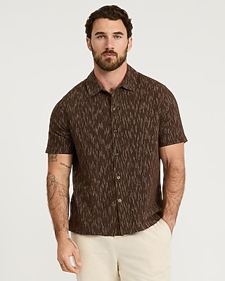 Space Dye Linen Cotton Short Sleeve Shirt