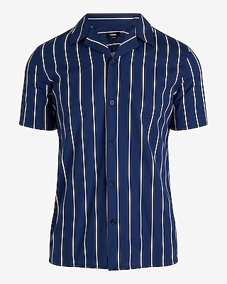 Striped Cotton Stretch Short Sleeve Shirt