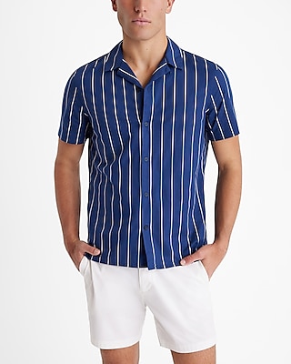 Striped Cotton Stretch Short Sleeve Shirt