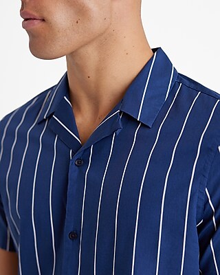 Striped Cotton Stretch Short Sleeve Shirt