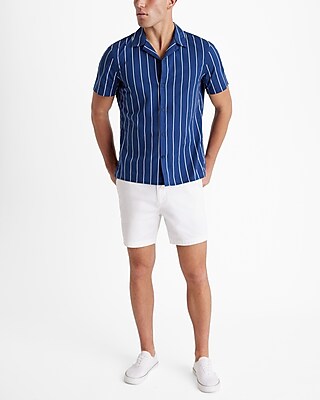 Striped Cotton Stretch Short Sleeve Shirt