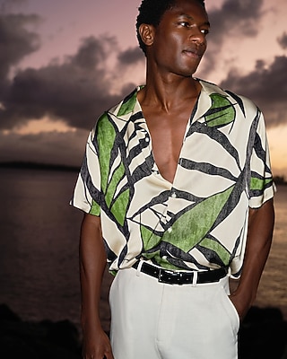 Abstract Floral Palm Short Sleeve Resort Shirt