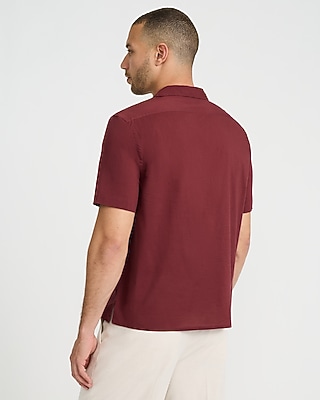 Embroidered Contrast Floral Cotton Ruby Short Sleeve Shirt