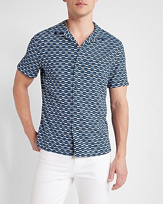 Geo Print Rayon Short Sleeve Shirt