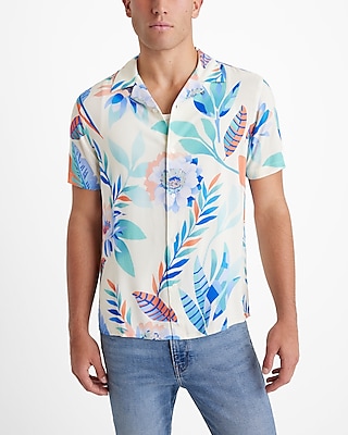 floral palm rayon short sleeve shirt