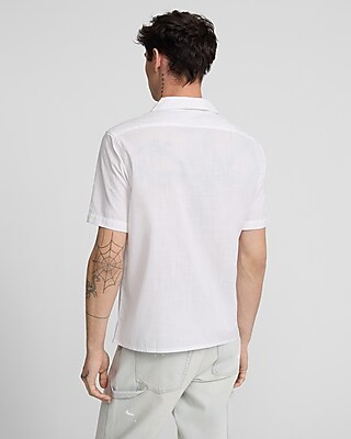 Embroidered Floral Cotton Short Sleeve Shirt