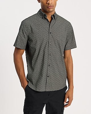 Geo Circles Cotton Stretch Short Sleeve Shirt