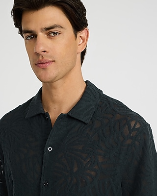 Lace Eyelet Floral Short Sleeve Shirt
