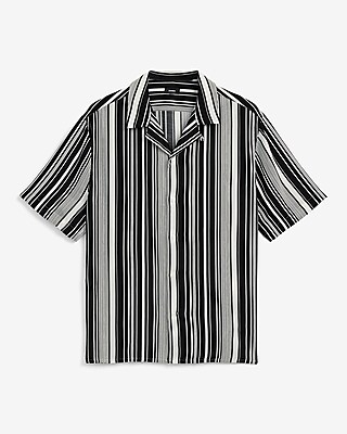 Striped Rayon Short Sleeve Shirt