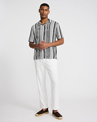 Striped Rayon Short Sleeve Shirt